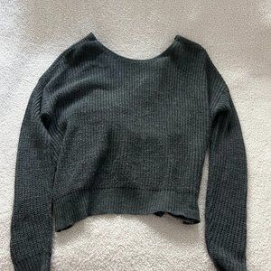 Daytrip Gray Knit sweater with Twisted Back